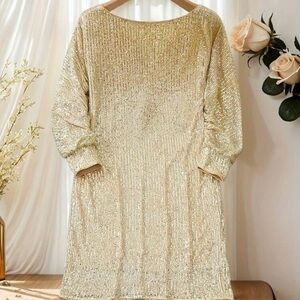 SHEIN Sequin Beige Women's dress